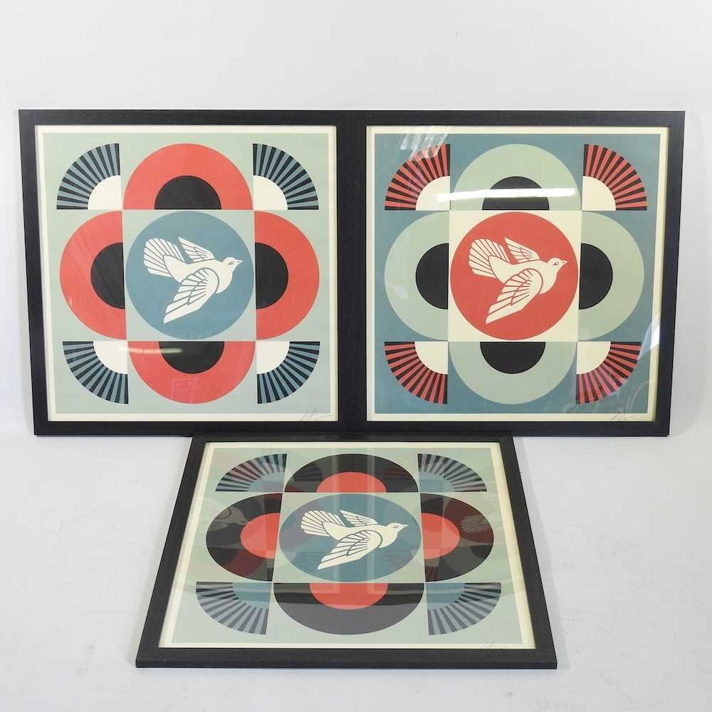 Shepard Fairey, b1970, Geometric Dove, print, signed in pencil to the margin, 60 x 60cm, together - Bild 3 aus 4