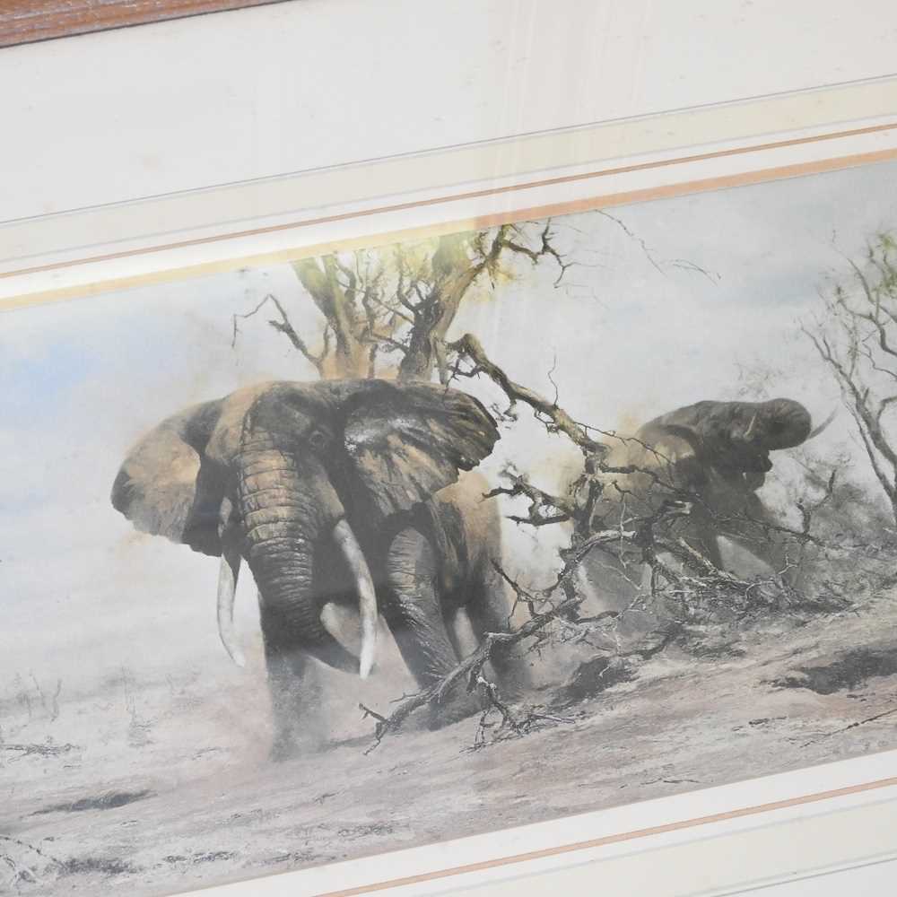 David Shepherd, 1931-2017, elephants, coloured print, signed by the artist to the margin and on - Image 4 of 6