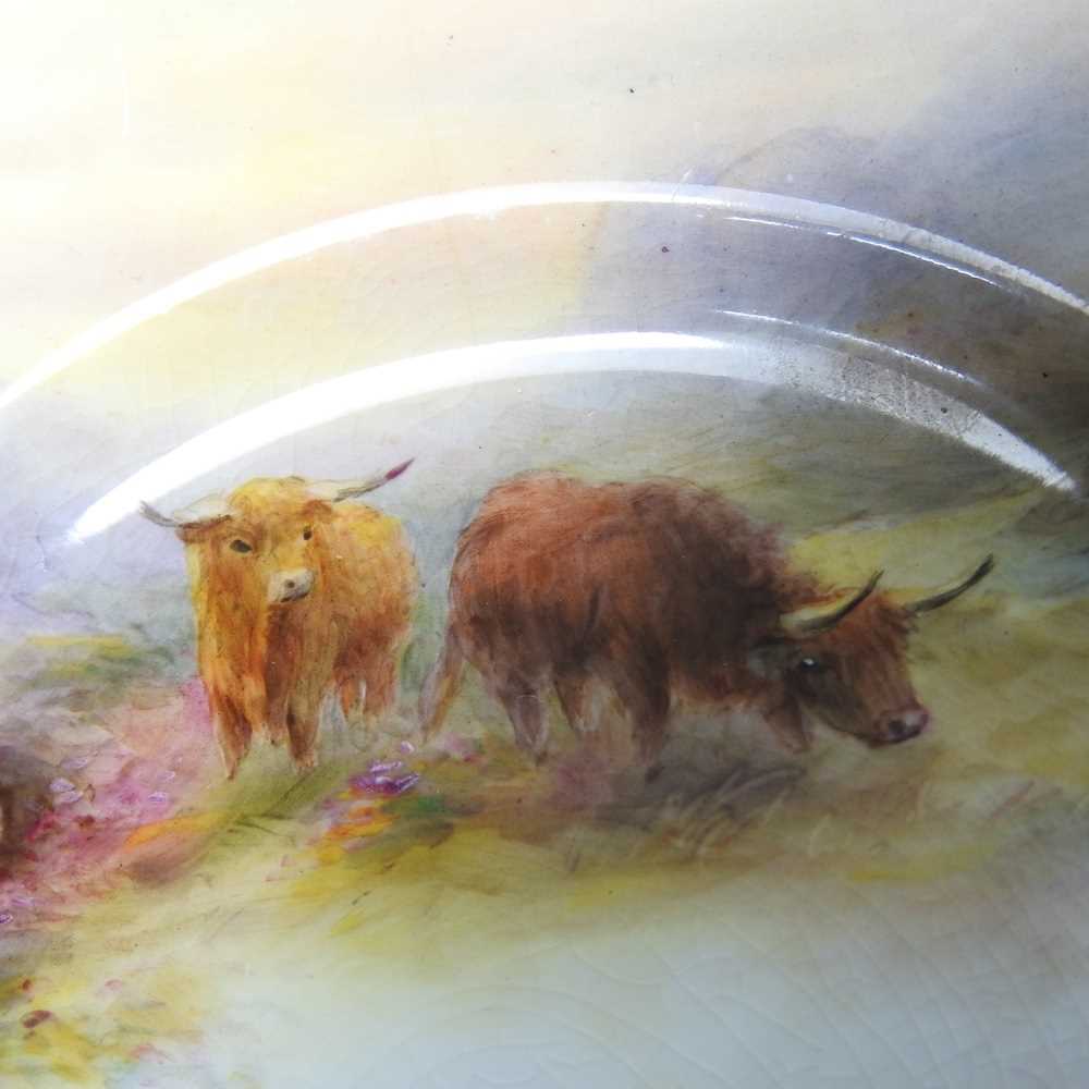 A Royal Worcester cabinet plate, painted with highland cattle by Harry Stinton, printed marks, - Image 9 of 11