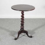 A Victorian mahogany occasional table, with a spirally turned column 51w x 73h cm