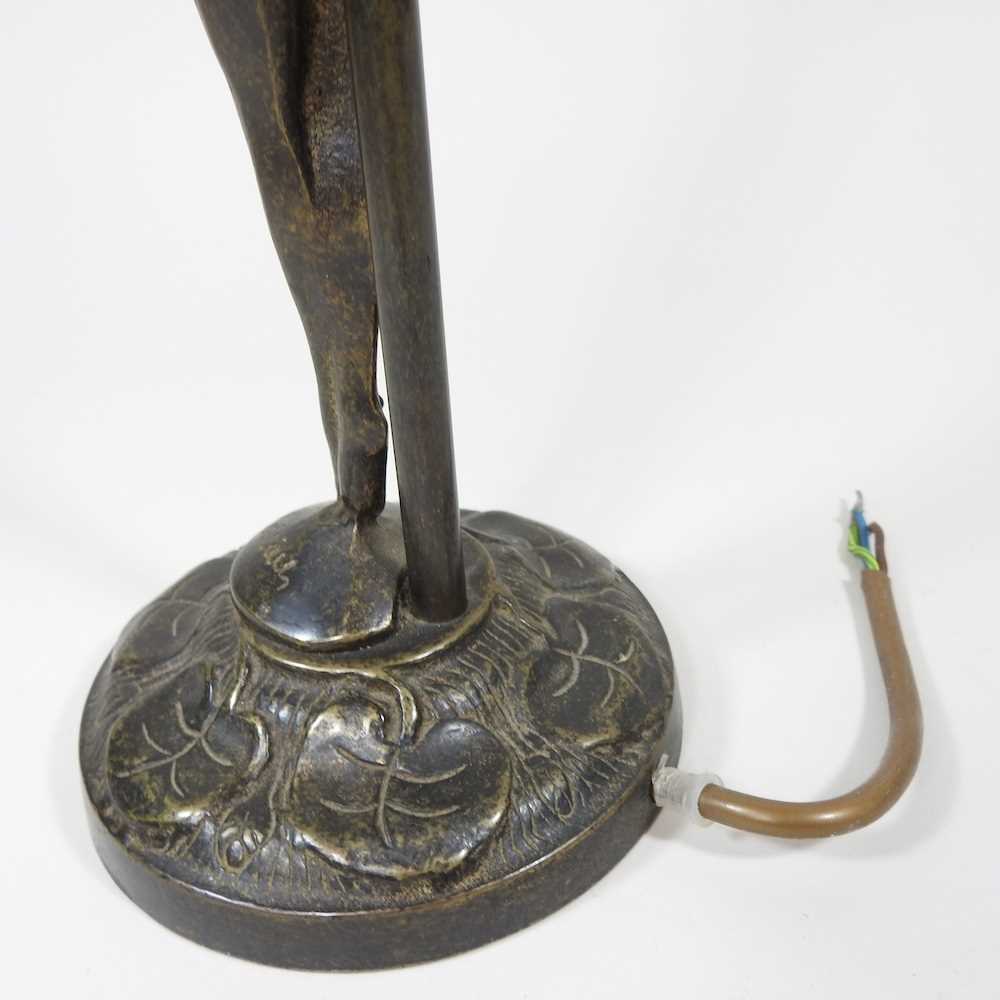 An Art Nouveau style table lamp, with a mottled glass shade, 47cm high - Image 2 of 7