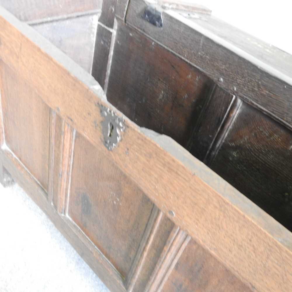 An 18th century oak coffer, with a hinged lid 93w x 39d x 58h cm - Image 8 of 8