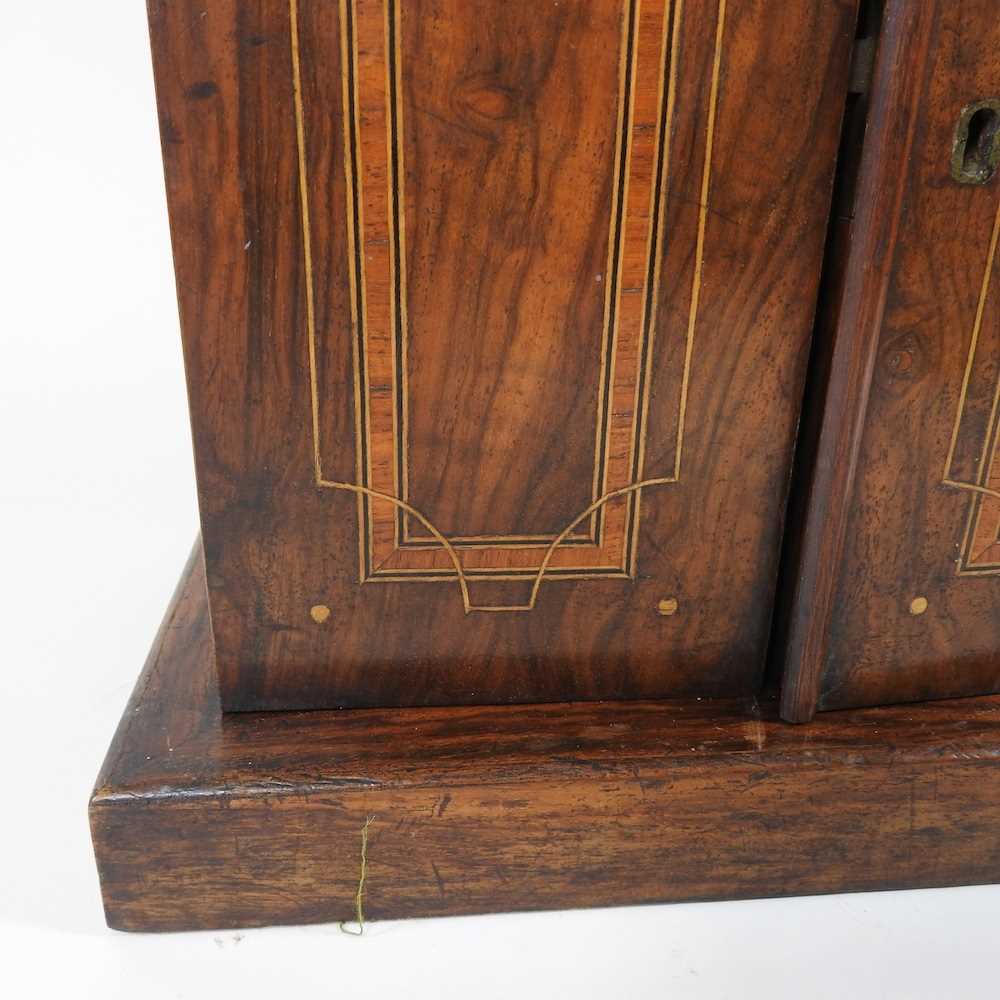 An Edwardian walnut and inlaid collector's cabinet, containing three short drawers 27w x 18d x 31h - Image 4 of 10