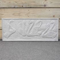 ARR Rosamund Mary Beatrice Fletcher, 1908-1993, a bevy of swans, bas relief, marble 81 x 33 x 2.5