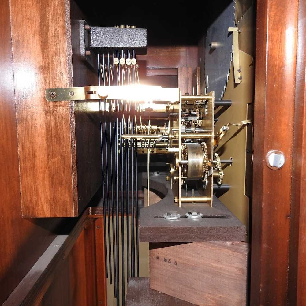 A modern teak cased longcase clock, the brass dial signed Hamilton, having a three train movement, - Image 5 of 8