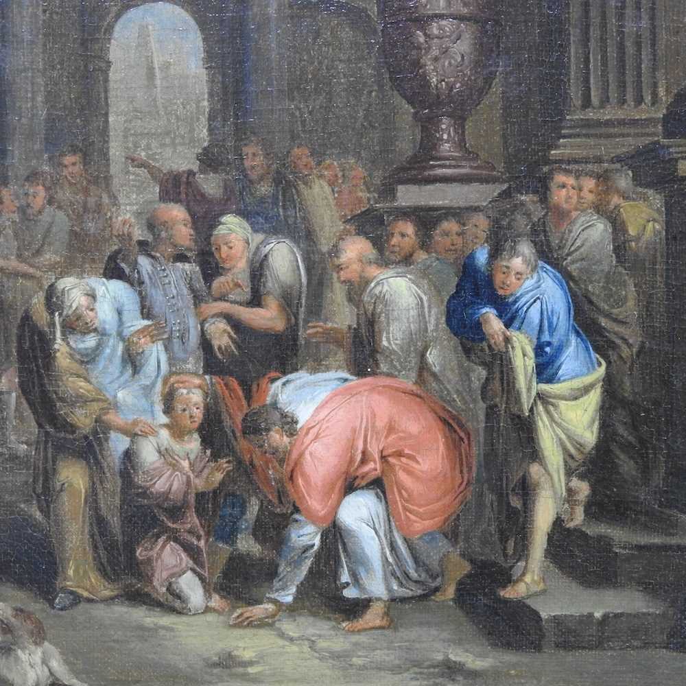 Style of Gerard I Hoet, 1648-1733, Christ healing the blind, oil on canvas, 33 x 40cm - Image 4 of 8