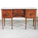 A 19th century mahogany and inlaid inverted breakfront sideboard, on square tapered legs 146w x