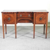 A 19th century mahogany and inlaid inverted breakfront sideboard, on square tapered legs 146w x