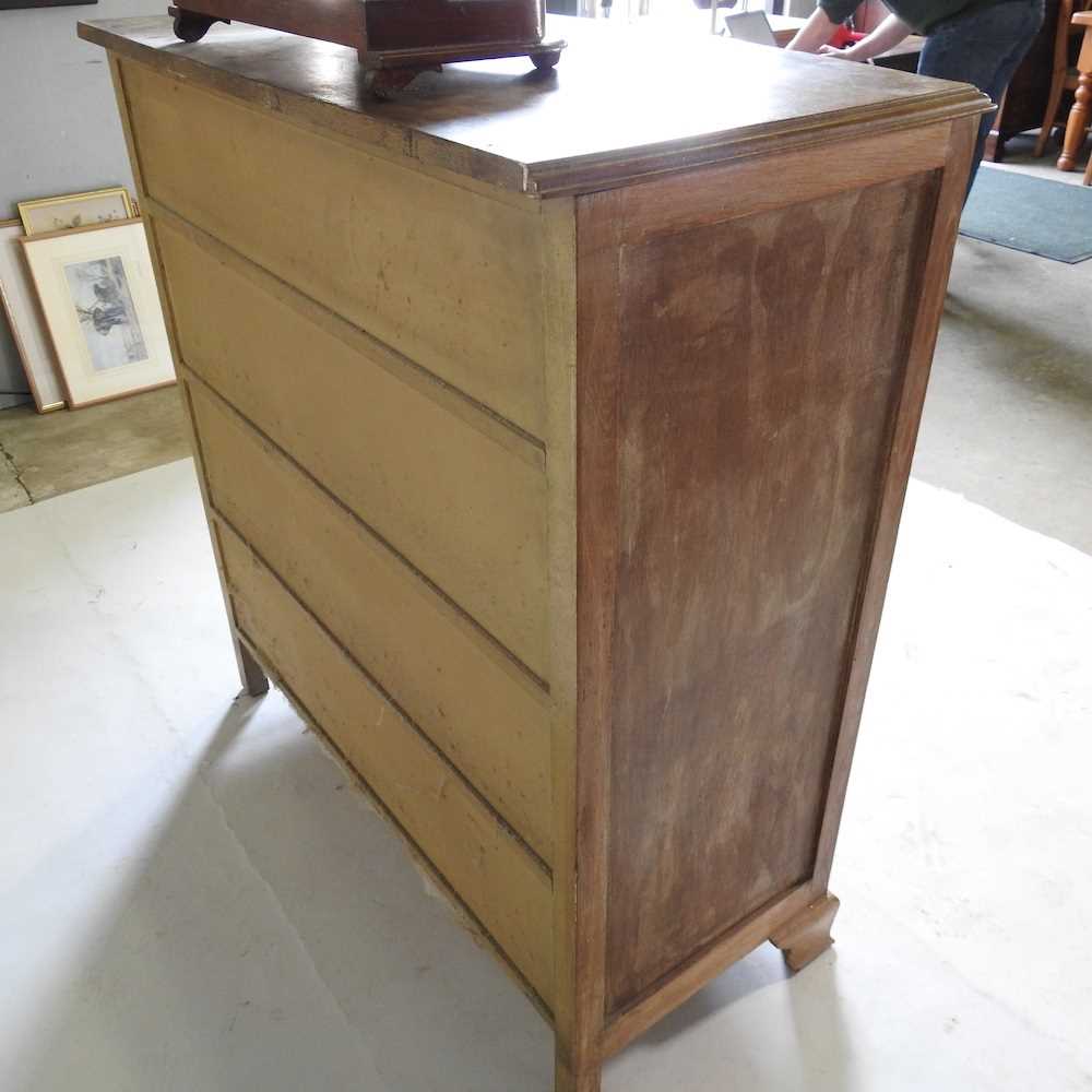 A Victorian oak bow front chest of drawers, together with a Victorian toiletry mirror (2) 108w x 54d - Image 2 of 4