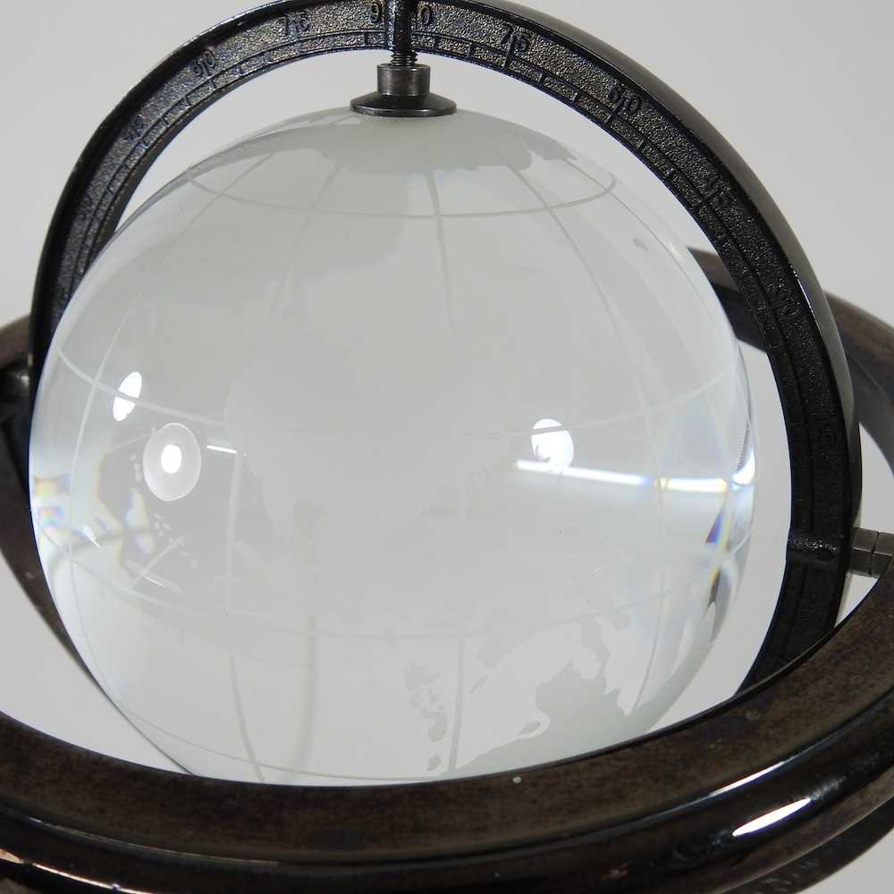 A glass armillary sphere, on a weighted stand, 30cm high - Image 2 of 2