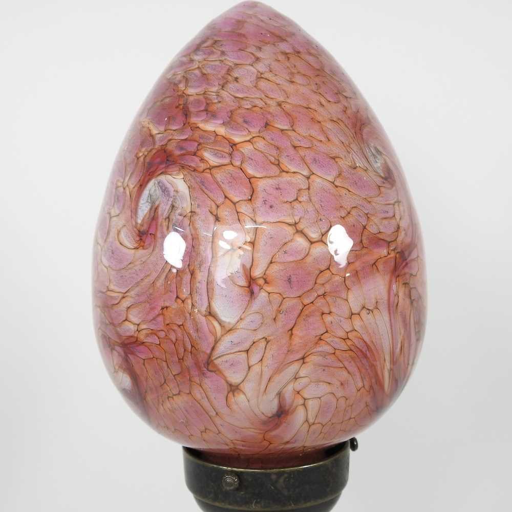 An Art Nouveau style table lamp, with a mottled glass shade, 47cm high - Image 4 of 7