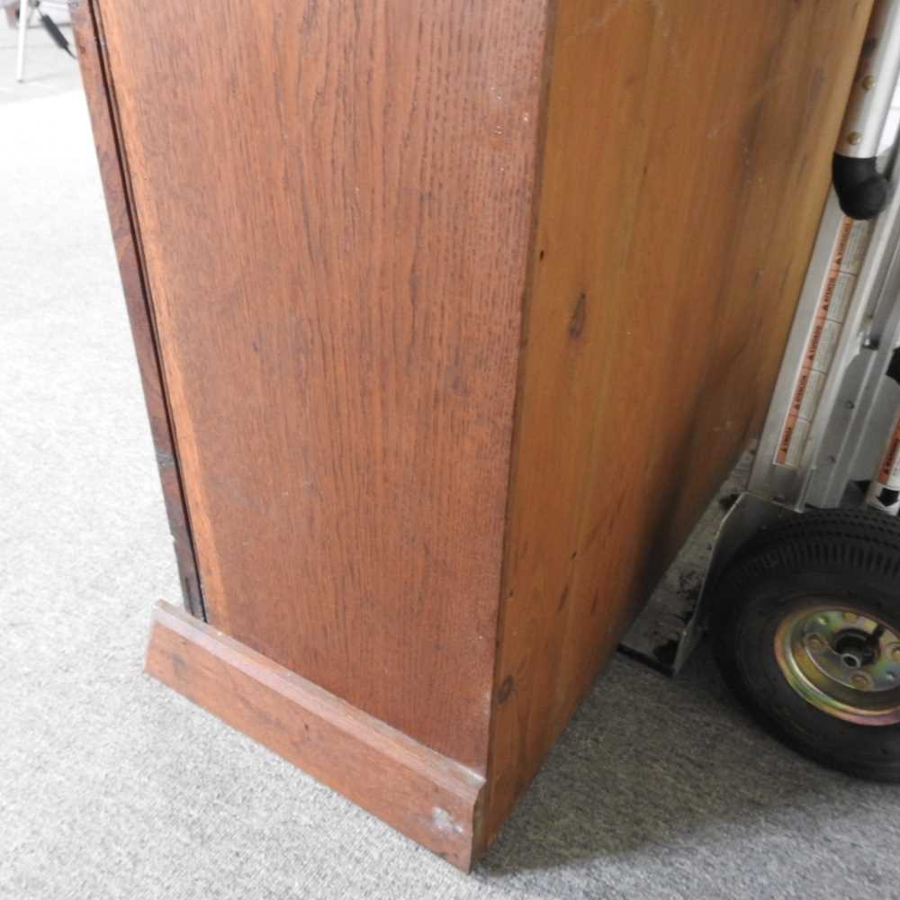 A Victorian pollard oak and oak glazed bookcase, fitted with shelves on a plinth base 110w x 33d x - Image 2 of 5