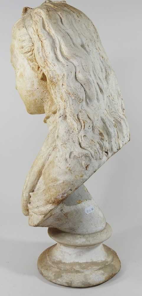 A painted plaster life-sized portrait bust of Alice, on a socle base, 55cm high - Image 5 of 9