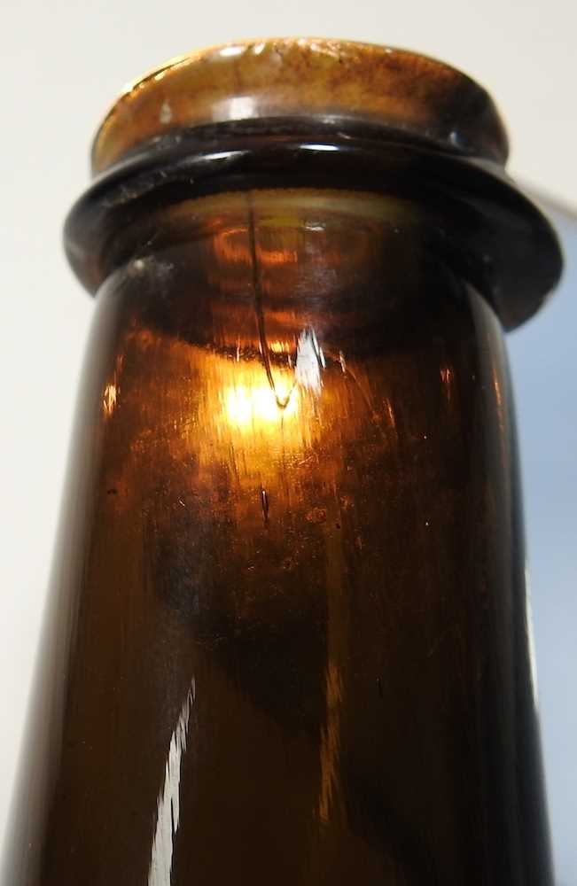 An 18th century English brown glass sealed wine bottle, inscribed All Souls Coll:C:R, 26cm high - Image 15 of 15