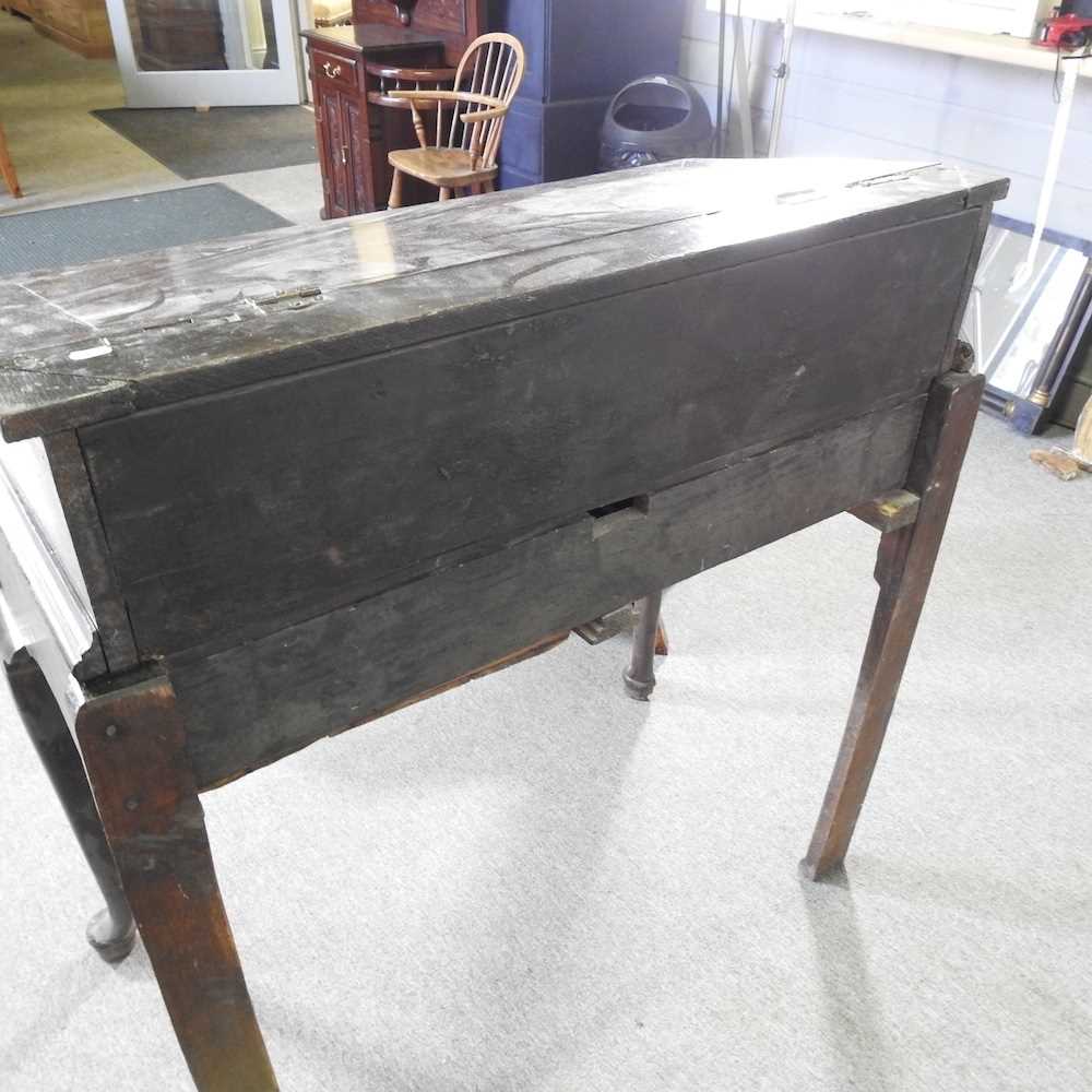 An 18th century clerk's desk, with a hinged sloping fall, together with a Victorian peach - Image 6 of 9