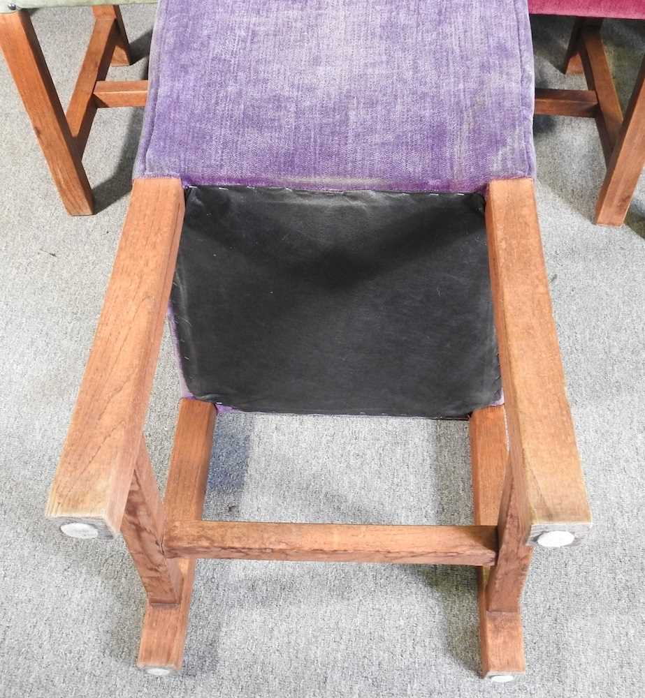 A set of eight multi-coloured high back upholstered dining chairs, on square legs (8) - Image 2 of 6