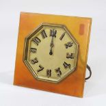 An Art Deco bakelite cased strut clock, by Asprey's, with an eight day movement, stamped Legong