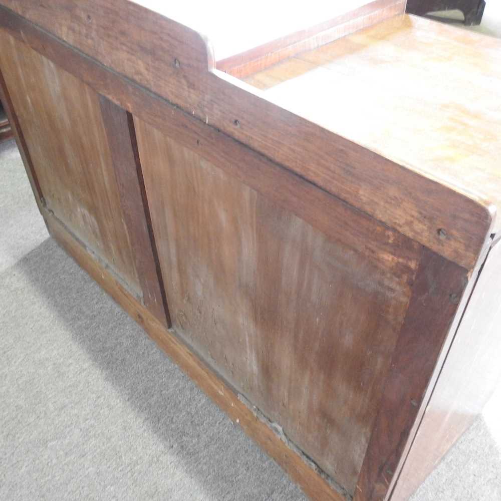 A large reproduction yew wood pedestal desk, with an inset top 152w x 90d x 77h cm - Image 5 of 10