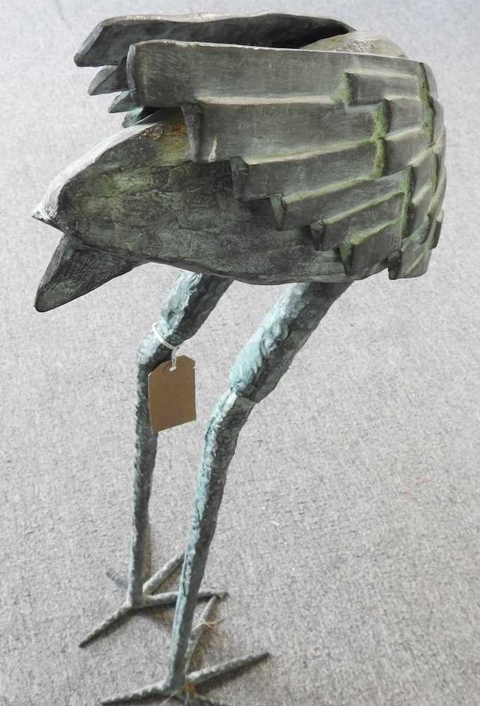 A verdigris metal garden fountain, in the form of a heron, 76cm high Overall condition is - Image 2 of 6