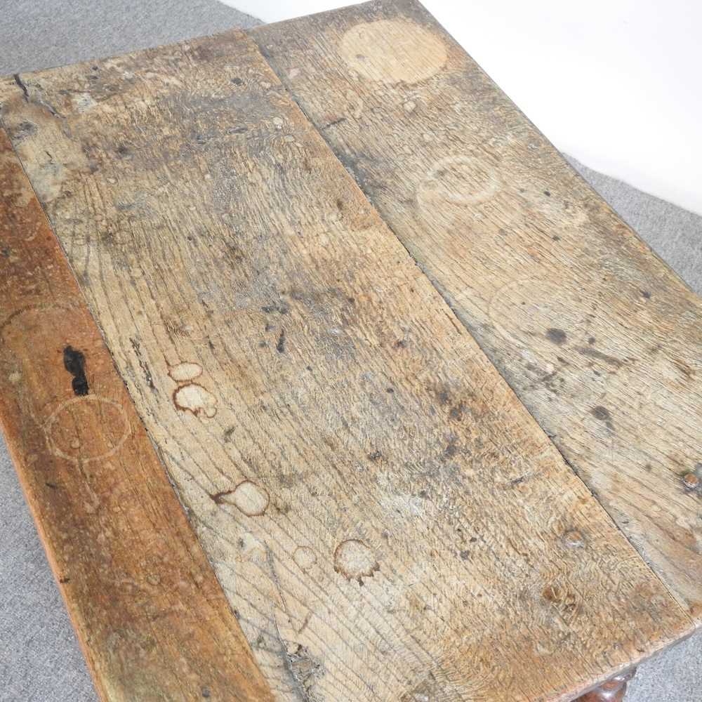 An 18th century oak side table, on turned legs 78w x 59d x 65h cm - Image 3 of 6