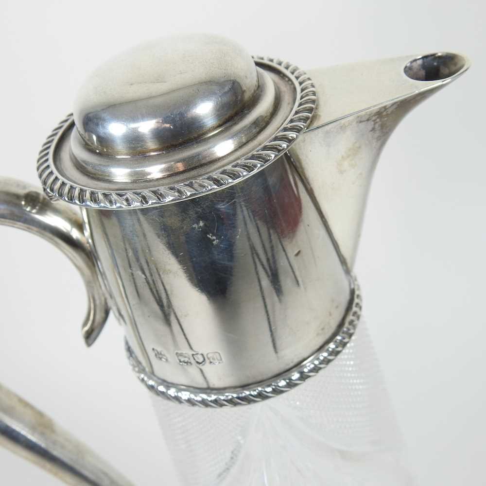 An unusually large Victorian cut glass claret jug, of tapered shape, with hobnail cut decoration and - Image 5 of 7