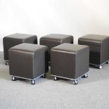 A set of five Allermuir brown upholstered stools (5)