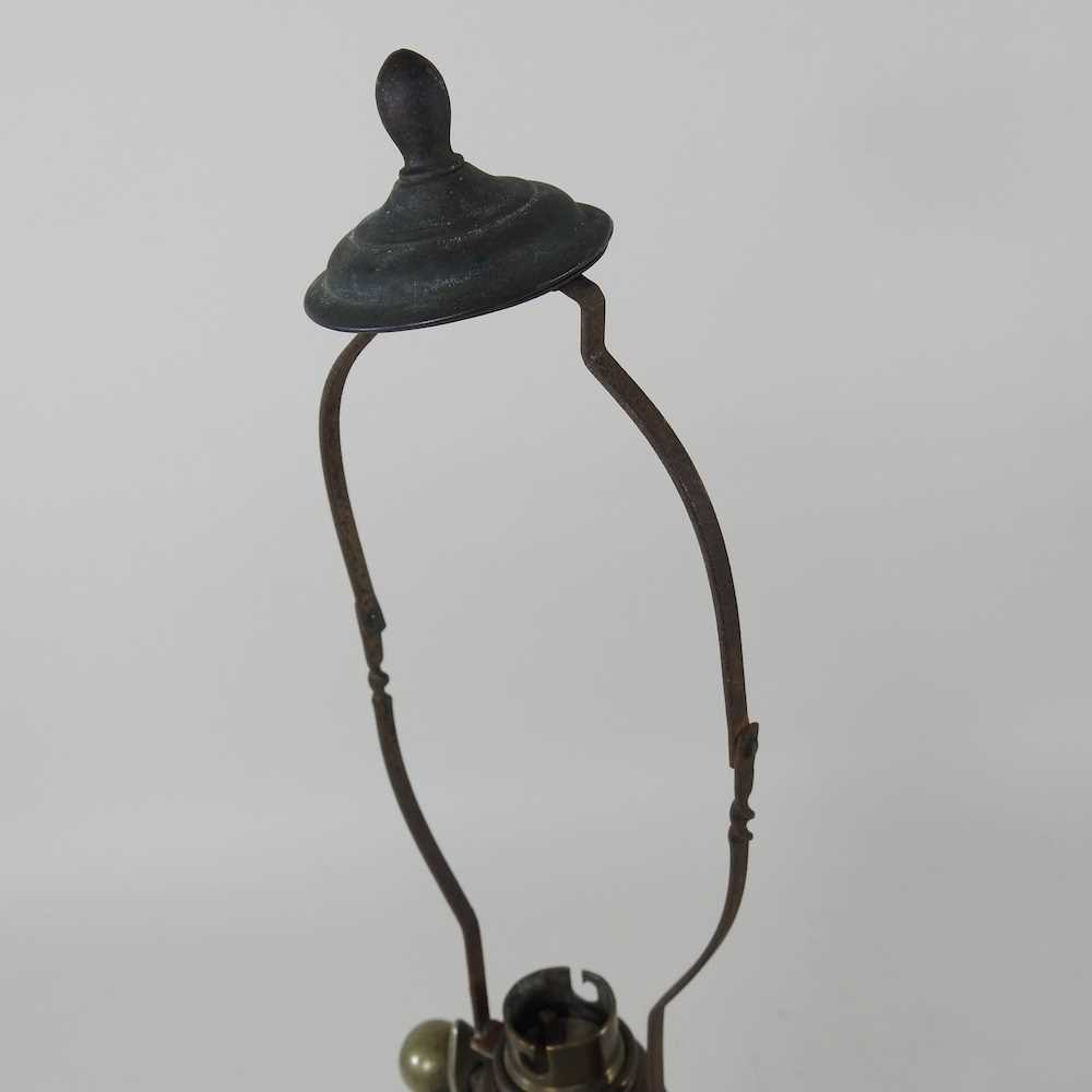 An early 20th century brass ship's oil lamp, with engraved White Star Line flag, on a gimbal - Image 2 of 7