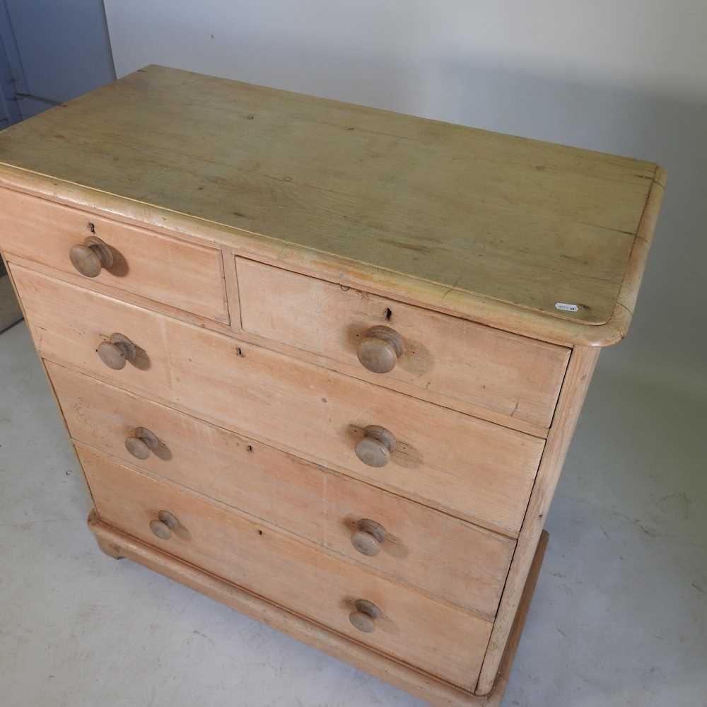 A Victorian stripped pine chest of two short over three long drawers 106w x 51d x 107h cm Overall - Image 3 of 4