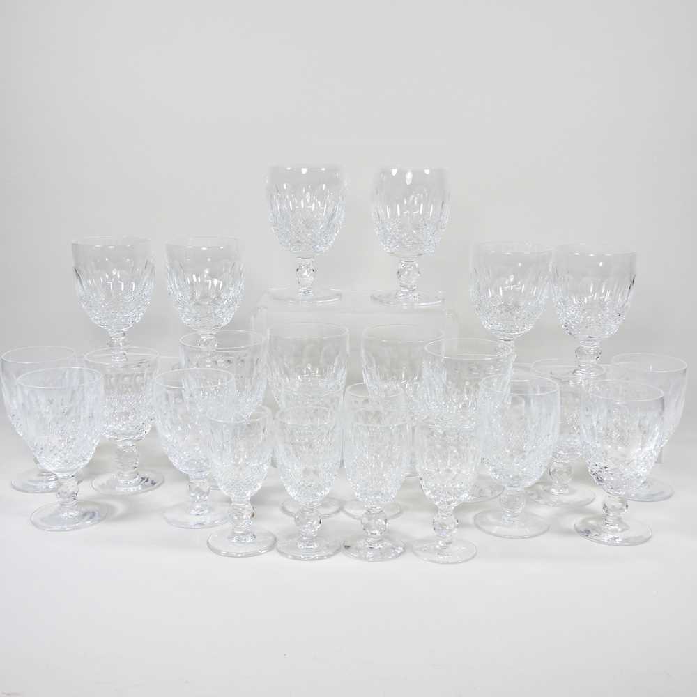 A collection of ten Waterford cut crystal Colleen pattern stem glasses, 13cm high, together with