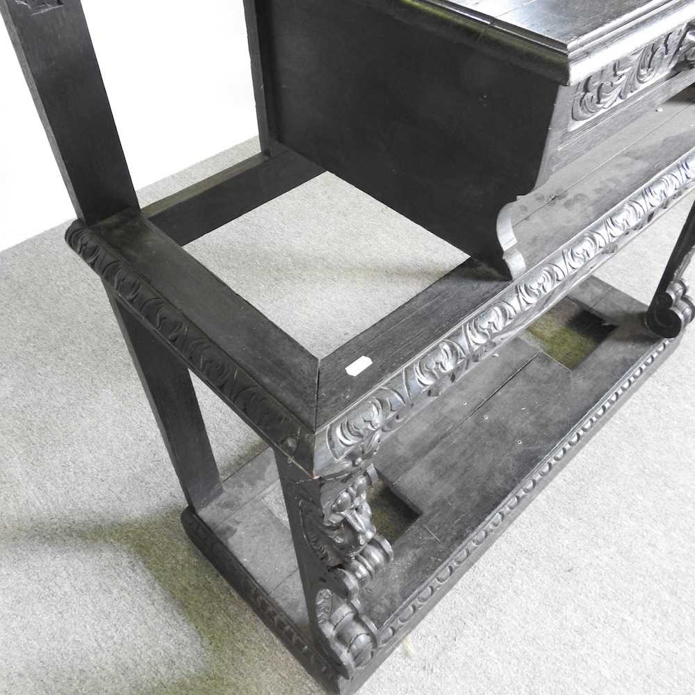 A 19th century heavily carved dark oak hall stand, with a mirrored back 111w x 42d x 172h cm - Bild 4 aus 4