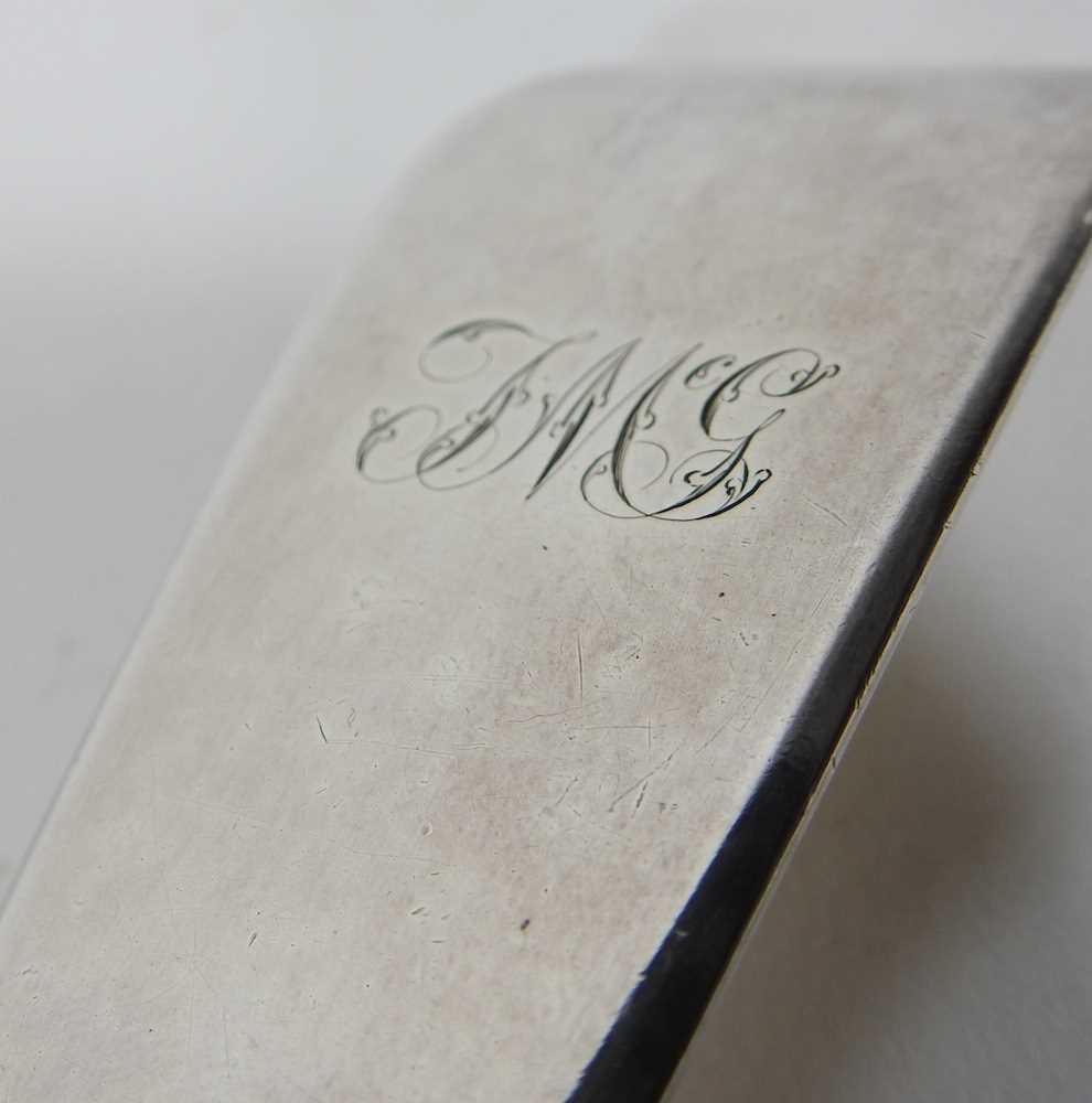 A George III silver fiddle pattern serving ladle, London 1790, 169g, engraved with a monogram, - Image 4 of 5