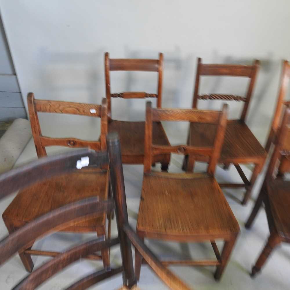 A harlequin set of seven 19th century elm seated dining chairs, together with an early 20th - Image 4 of 5