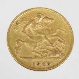 A Victorian half sovereign coin, dated 1900