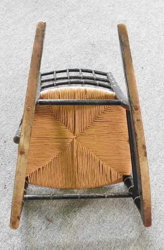 A 19th century child's faux bamboo rocking chair, with a rush seat - Image 2 of 5