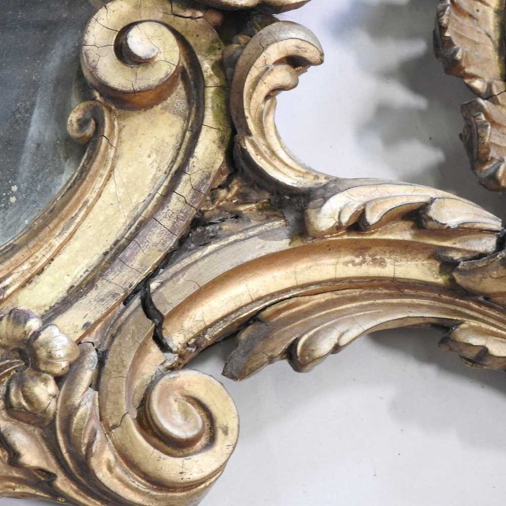 A Victorian gilt gesso girandole, of hourglass shape, with a scrolled surround, surmounted by - Image 5 of 12