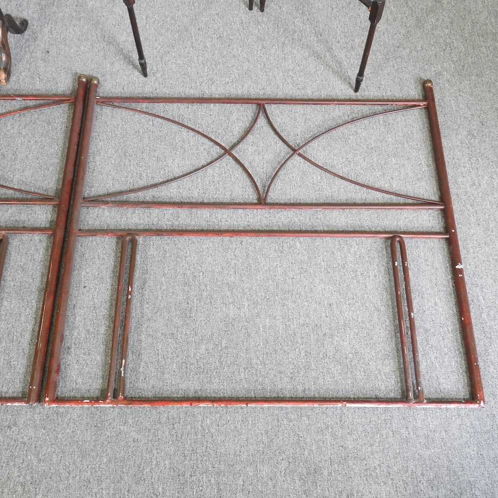 A pair of early 20th century metal single bed heads, together with a folding wooden airer and - Bild 4 aus 4