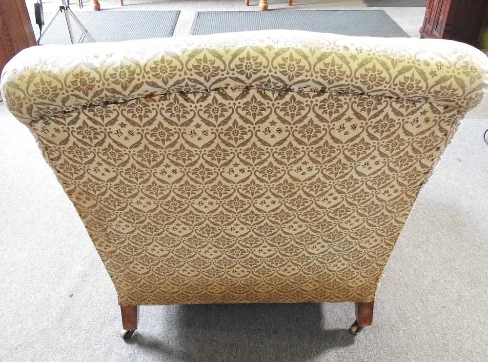 An early 20th century upholstered armchair, by Howard & Sons Ltd, with some original ticking bearing - Image 5 of 11