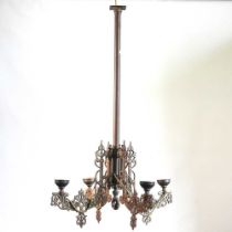 A Victorian gilt metal electrolier 63w x 102h cm