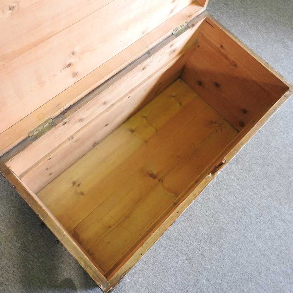 A 19th century pine trunk, with a hinged lid 90w x 44d x 47h cm - Image 5 of 8