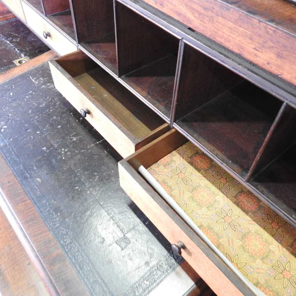 A large Victorian mahogany cylinder desk, the fitted interior with a sloping writing surface, on a - Image 3 of 7