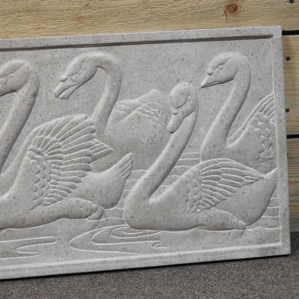 ARR Rosamund Mary Beatrice Fletcher, 1908-1993, a bevy of swans, bas relief, marble 81 x 33 x 2.5 - Image 4 of 5