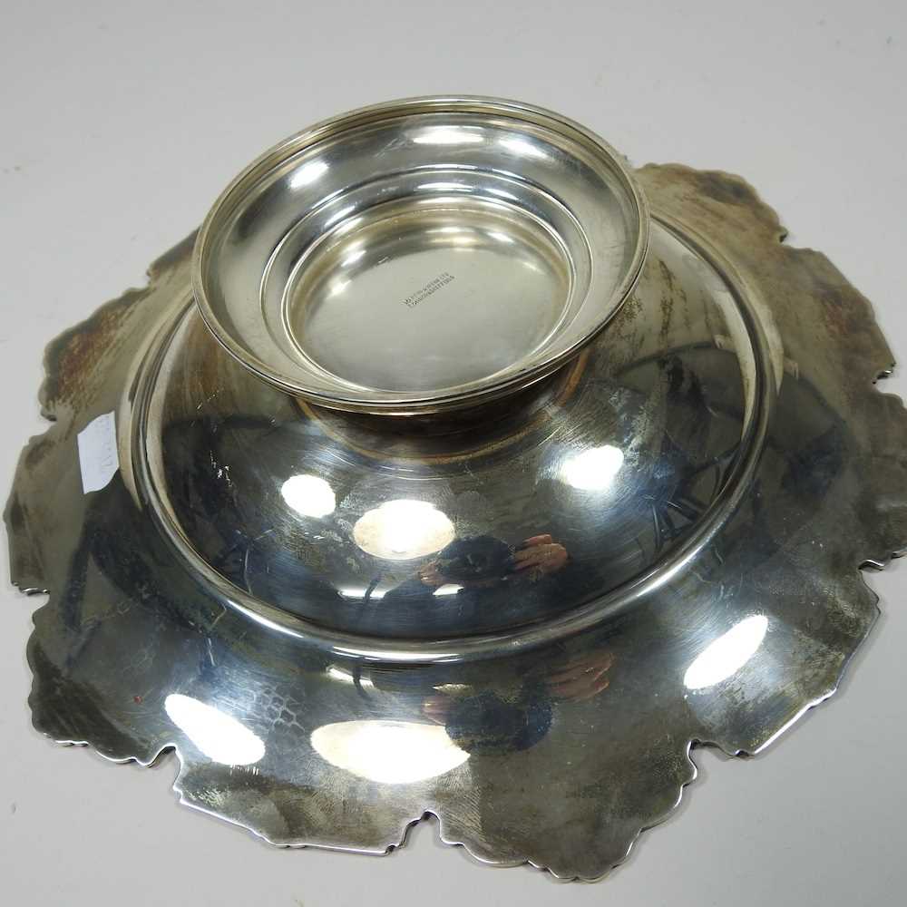 A mid 20th century silver bowl, of circular pedestal form, with a shaped rim, by Mappin & Webb, - Image 2 of 7