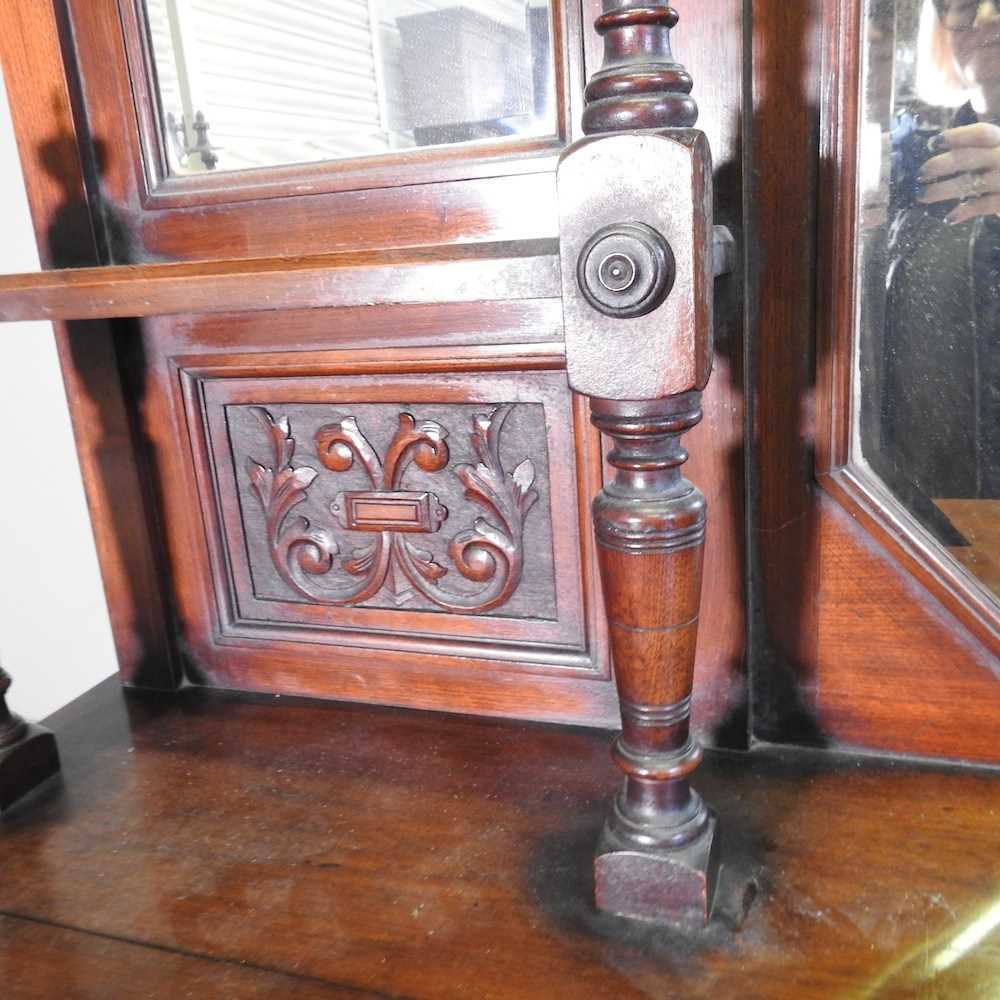 A Victorian mirror back sideboard, with carved panels, on turned feet 182w x 244h x 52d cm - Image 9 of 10