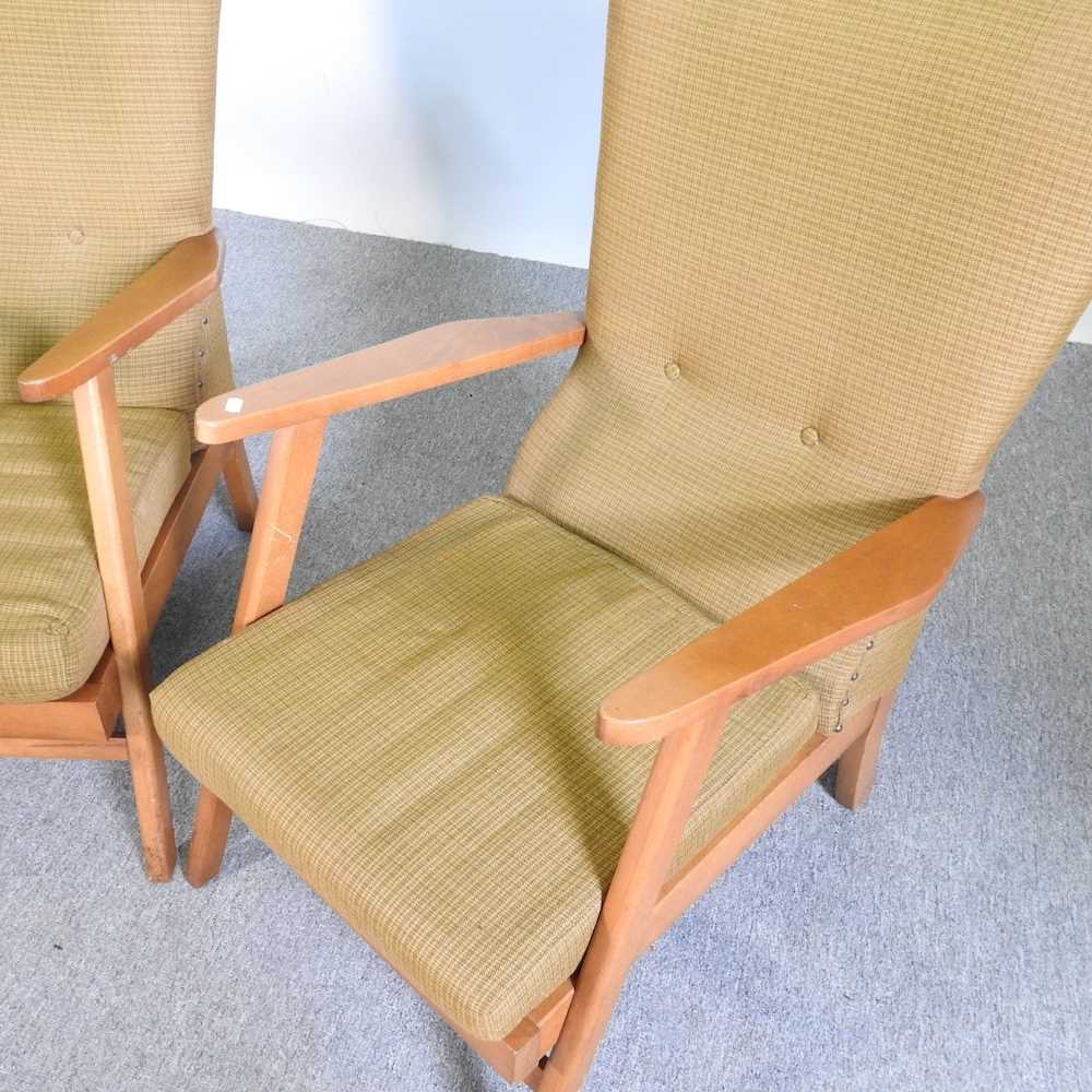 A pair of mid 20th century gold upholstered armchairs (2) - Image 4 of 6