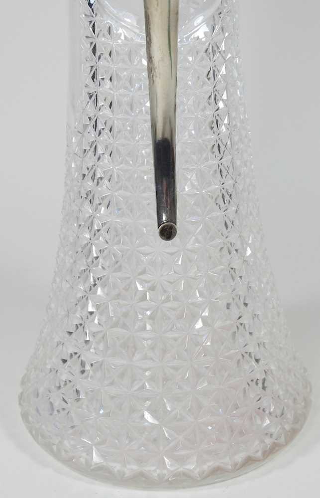 An unusually large Victorian cut glass claret jug, of tapered shape, with hobnail cut decoration and - Image 6 of 7