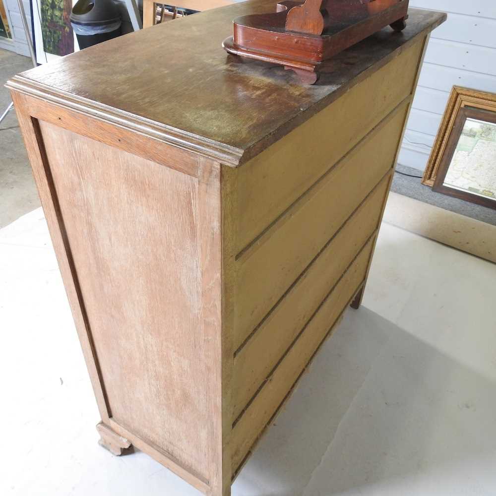 A Victorian oak bow front chest of drawers, together with a Victorian toiletry mirror (2) 108w x 54d - Image 4 of 4