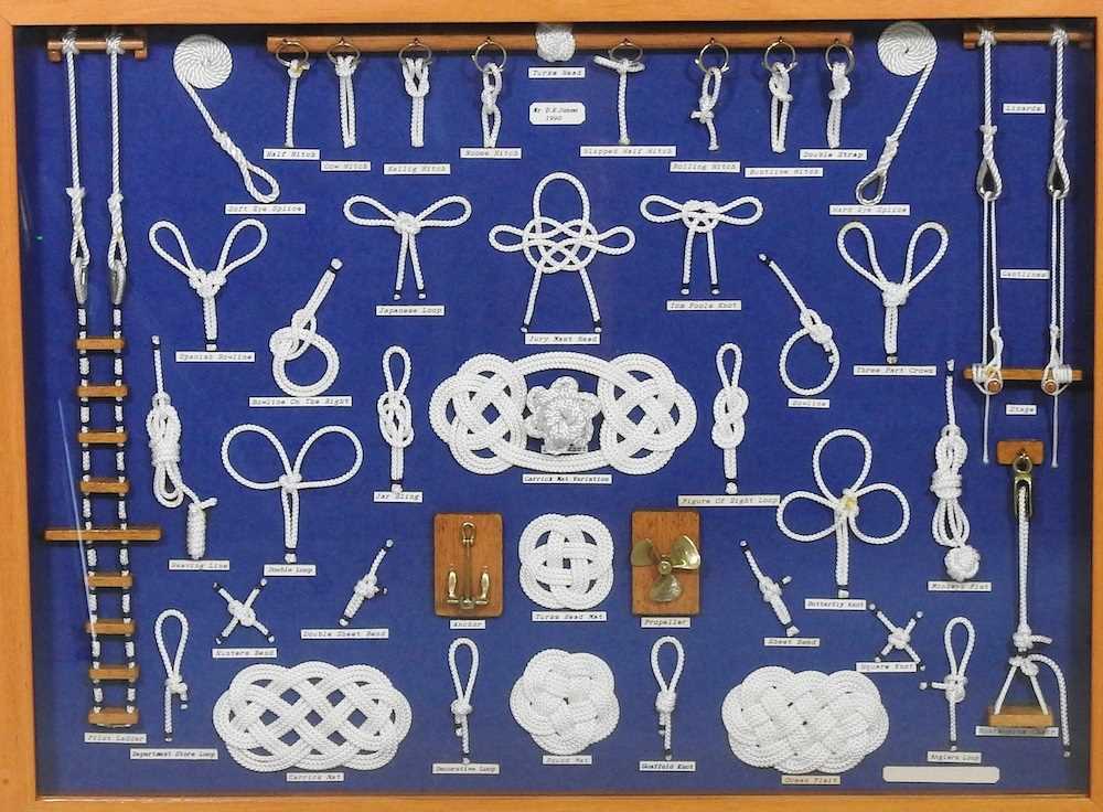 A collection of marine knots, mounted in a display, 49 x 63cm - Image 3 of 5