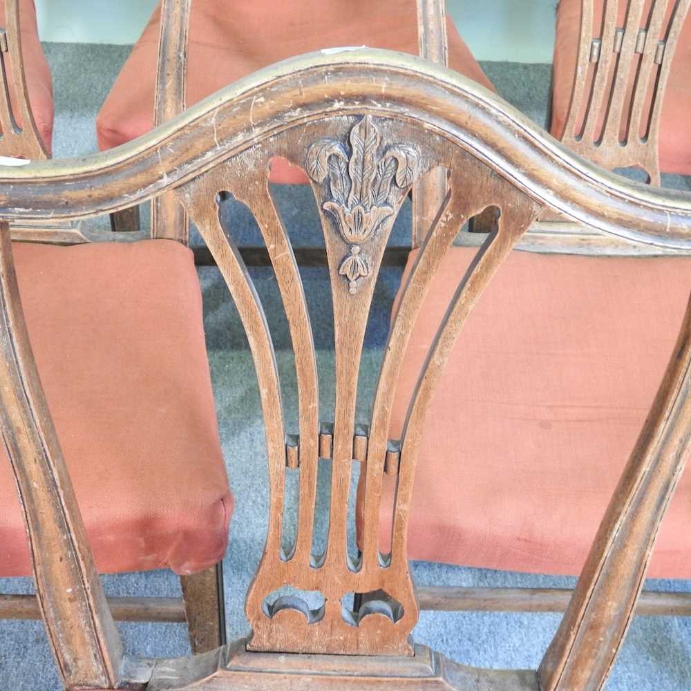 A set of six early 20th century dining chairs, of Georgian design, with red upholstered seats (6) - Image 3 of 5