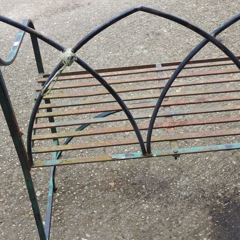 A Regency style iron garden bench, of gothic design 135w x 51d x 105h cm - Image 2 of 4
