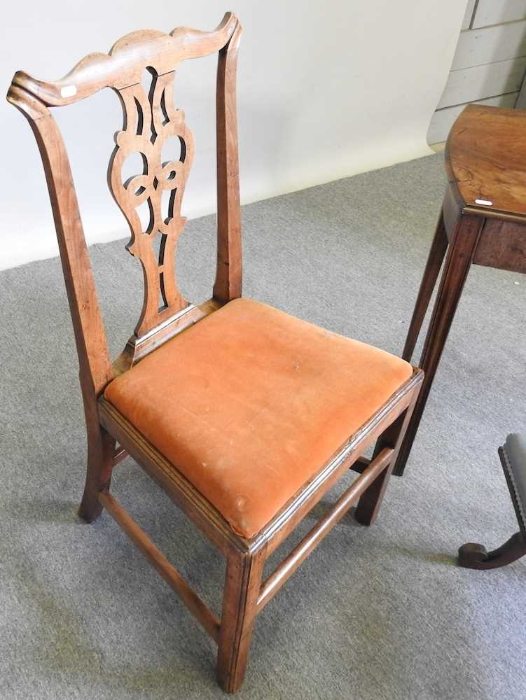A George III fruitwood side chair, together with a 19th century side table and a Victorian stool (3) - Image 5 of 5